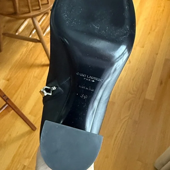 Yves Saint Laurent Joplin 105 Boots Booties Nero Baby Horse Block Heel Black - Picture 7 of 15